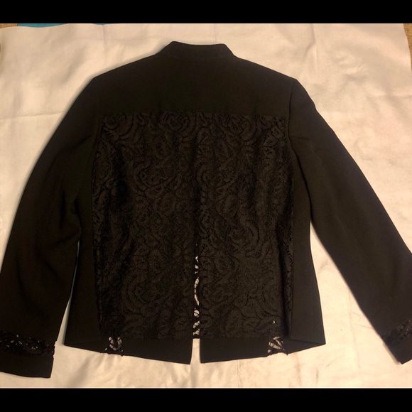 Tahari ASL Women’s Lace Back Crepe Jacket-Black - Picture 8 of 8